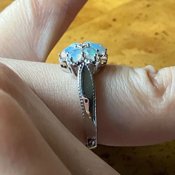 Natural Ethiopian Opal Sterling Silver Ring Size 7 - Picture 3 of 10